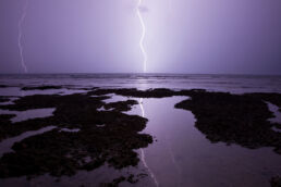 Lightning striking the Caribbean coast of Costa Rica in Puerto Viejo, Costa Rica.