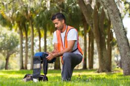 Environmental engineer performing fieldwork in Tampa, Florida. Photography by Tampa industrial photographer Carver Mostardi.