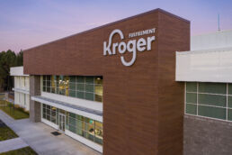 Aerial architectural photography of completed construction of Kroger distribution center in Atalanta, Georgia.