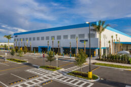 Construction site photography by drone of Amazon last mile fulfillment center in Sarasota, Fl.