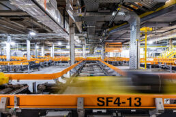 Automated highspeed baggage handling underground at the Orlando International Airport.